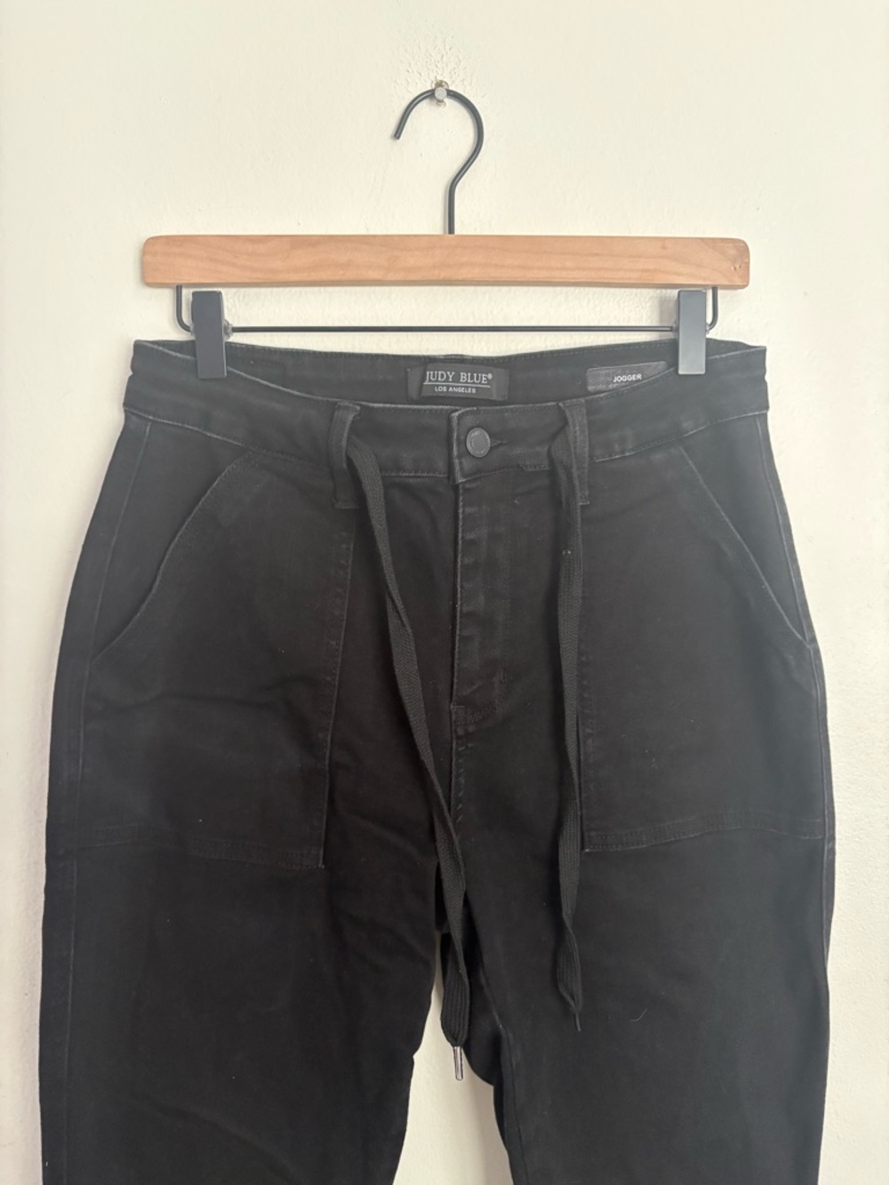 Judy Blue Black Denim High Rise Stretch Drawstring Jogger Pants Women 29 NWOT BA - Picture 2 of 7